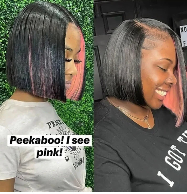 Pink Peekaboo Highlight HD Lace Short Glueless Bob Wig