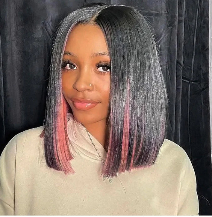 Pink Peekaboo Highlight HD Lace Short Glueless Bob Wig