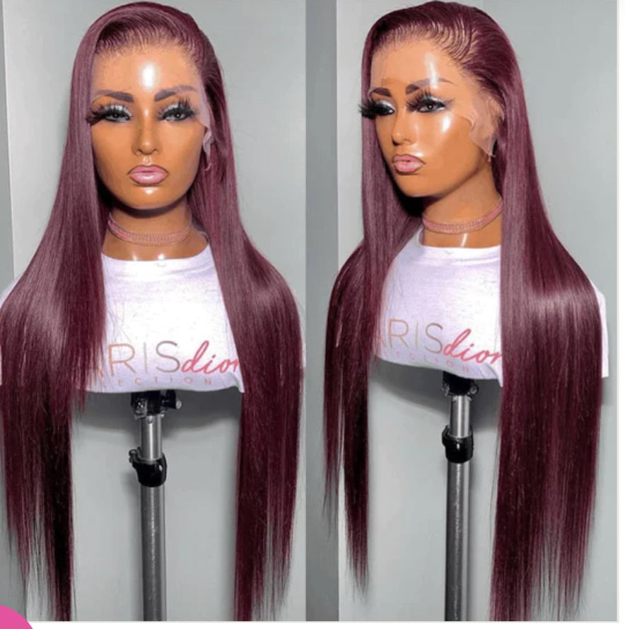 Trendy Dark Purple Plum Colored Straight Wig