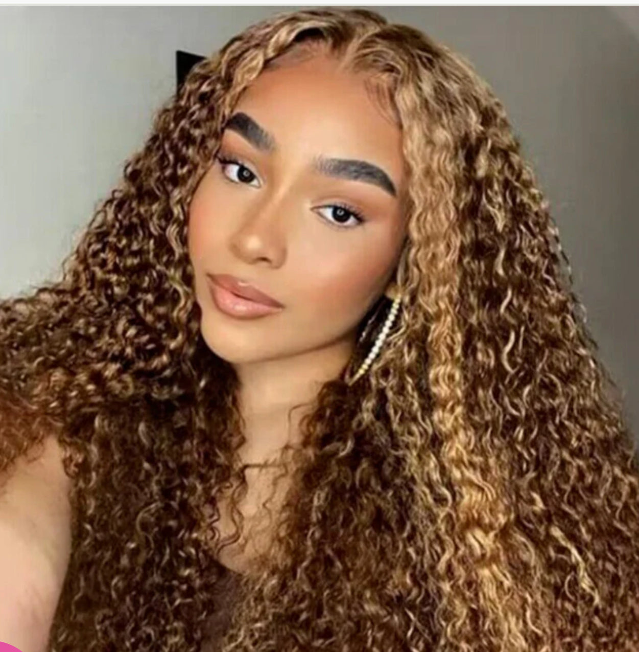 Wear Go Highlight Brown Color Kinky Curly Glueless Wig Pre-Cut HD Lace Wigs