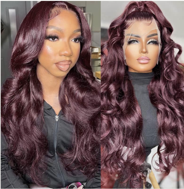 Trendy Dark Purple Plum Colored Straight Wig