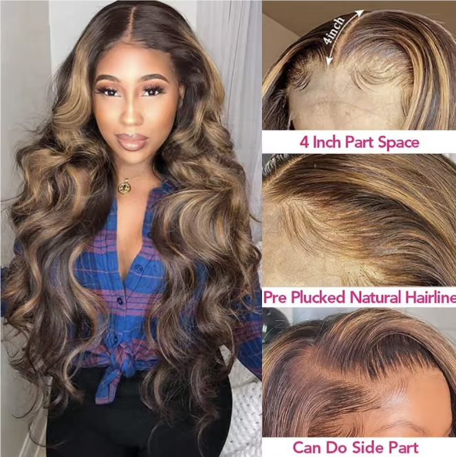 Body Wave Lace Front Wig Brazilian Colored Human Hair Wigs For Women Honey Blonde Highlight 30 Inch Full Hd Glueless Lace Wigs