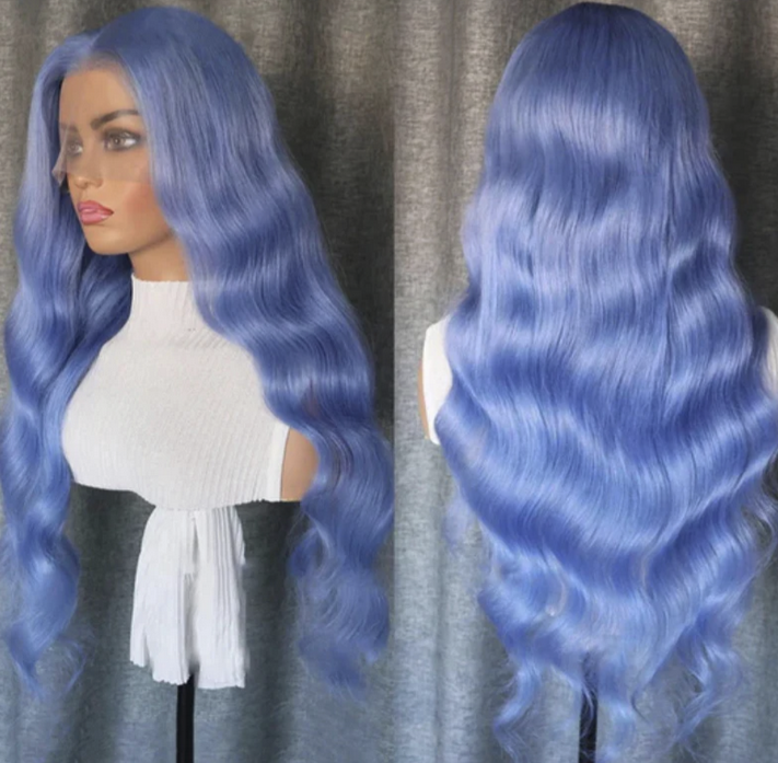 Light Blue Colorful Body Wave 13x4 Lace Front Wig