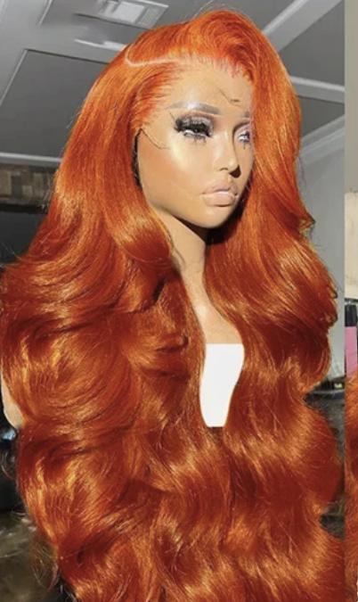 13x6 HD Lace Front Wigs Body Wave Pre Plucked Orange Ginger Wig