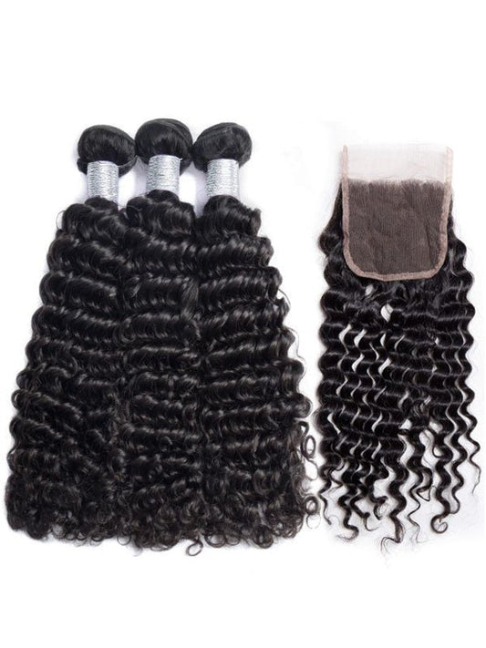 Malaysian Curly (9A) Bundles+Closure - My StoreClassy Closet Beauty & Bundles