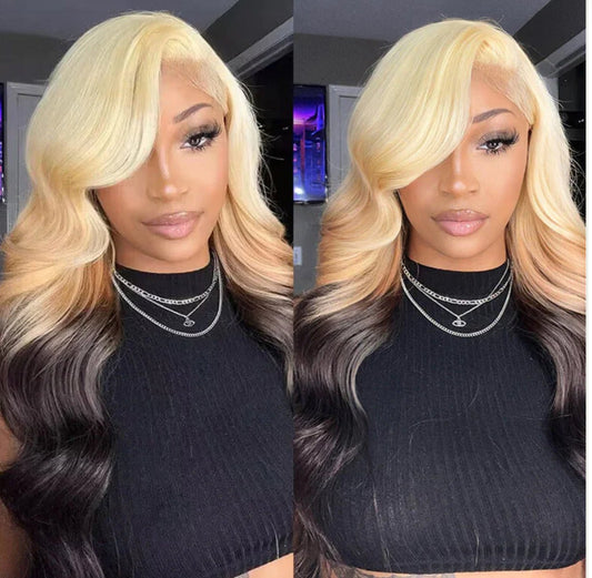 Blonde Ombre 13*4 HD Lace Front 613 Blonde Brown Pre Plucked Wig - Allove HairClassy Closet Beauty & Bundles