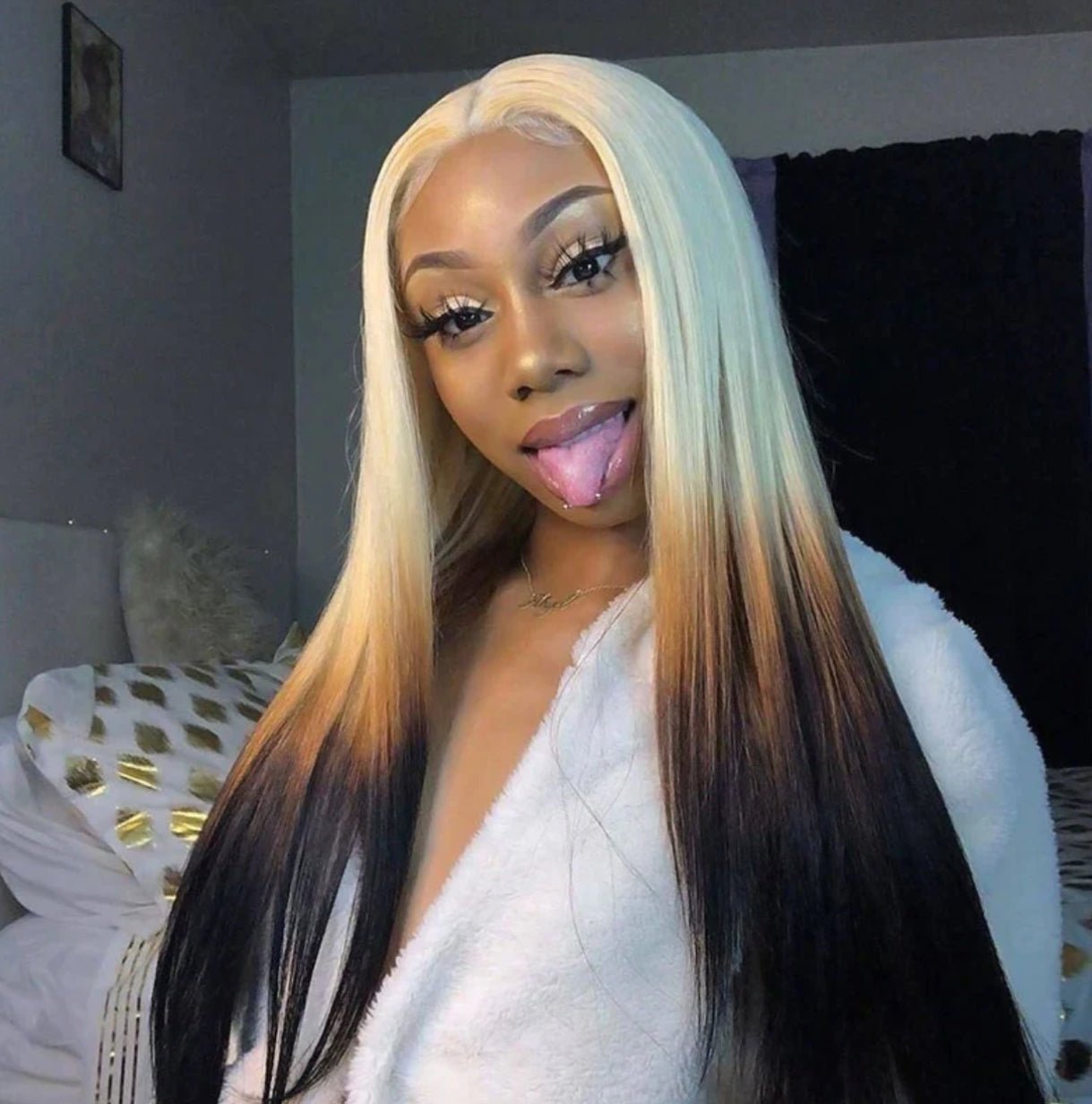 Blonde Ombre 13*4 HD Lace Front 613 Blonde Brown Pre Plucked Wig - Allove HairClassy Closet Beauty & Bundles