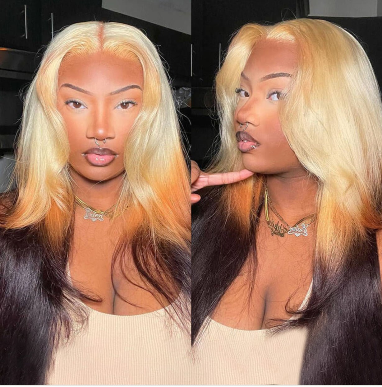 Blonde Ombre 13*4 HD Lace Front 613 Blonde Brown Pre Plucked Wig - Allove HairClassy Closet Beauty & Bundles