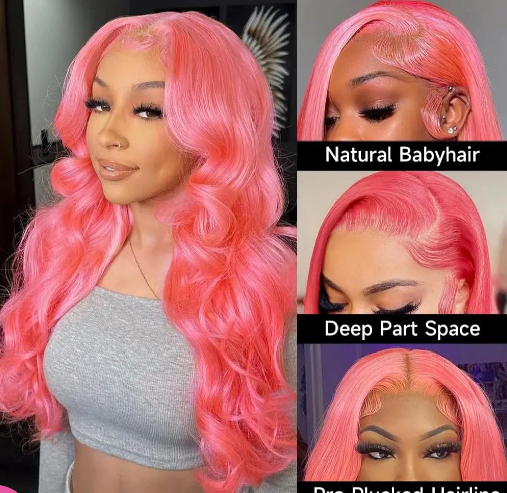 30 Inch Pink Colored 13x4 HD Glueless Lace Front Wig Body Wave - Allove HairClassy Closet Beauty & Bundles