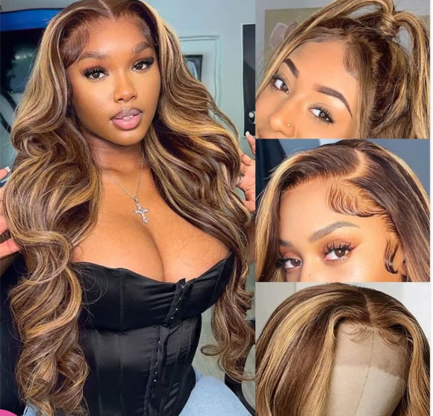 Pre-cut Wear & Go Lace Wig | P4/27 Brown Highlights Glueless 13*4 Body Wave Lace Front Wigs - wigsAllove HairClassy Closet Beauty & Bundles