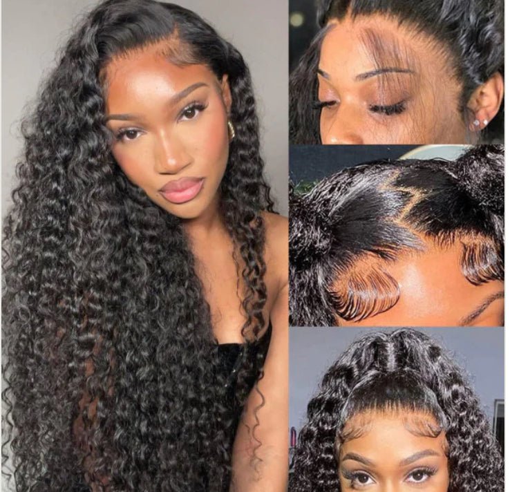 13x6 Water Wave Crochet Hair Wear to Go Transparent HD Lace Front Human Hair Wig - AlloveClassy Closet Beauty & Bundles