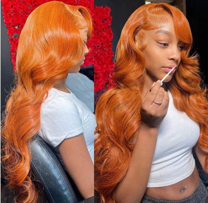 Ginger Orange Color Glueless 13x4 Undetectable HD Lace Frontal Wig - AlloveClassy Closet Beauty & Bundles