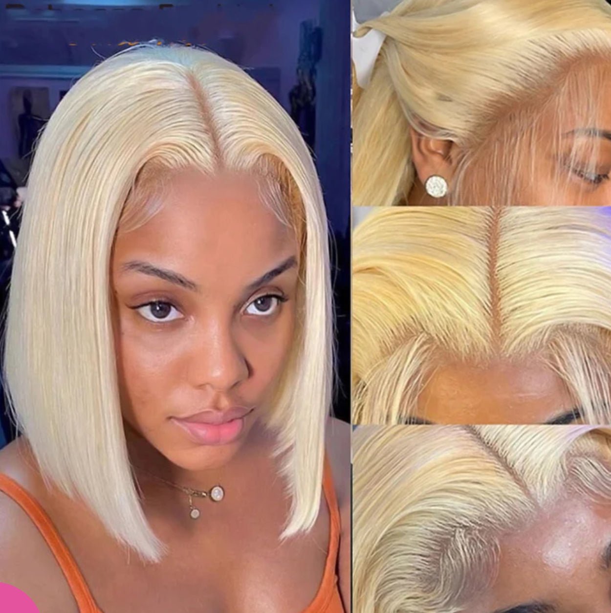 613 Blonde Bob Wig Human Hair 13*4*1 Transparent Lace Front Wig - wigsAllove HairClassy Closet Beauty & Bundles