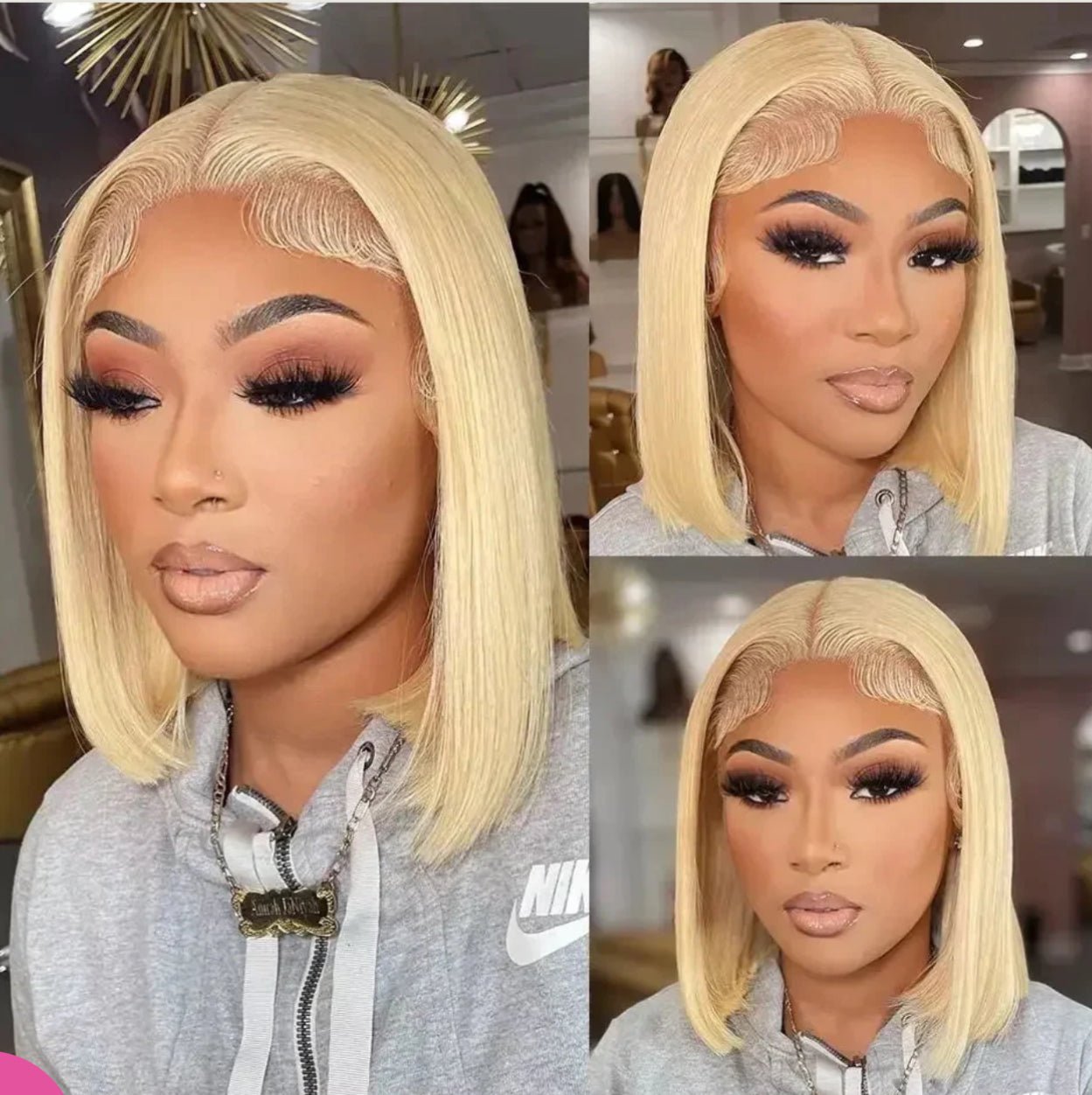 613 Blonde Bob Wig Human Hair 13*4*1 Transparent Lace Front Wig - wigsAllove HairClassy Closet Beauty & Bundles