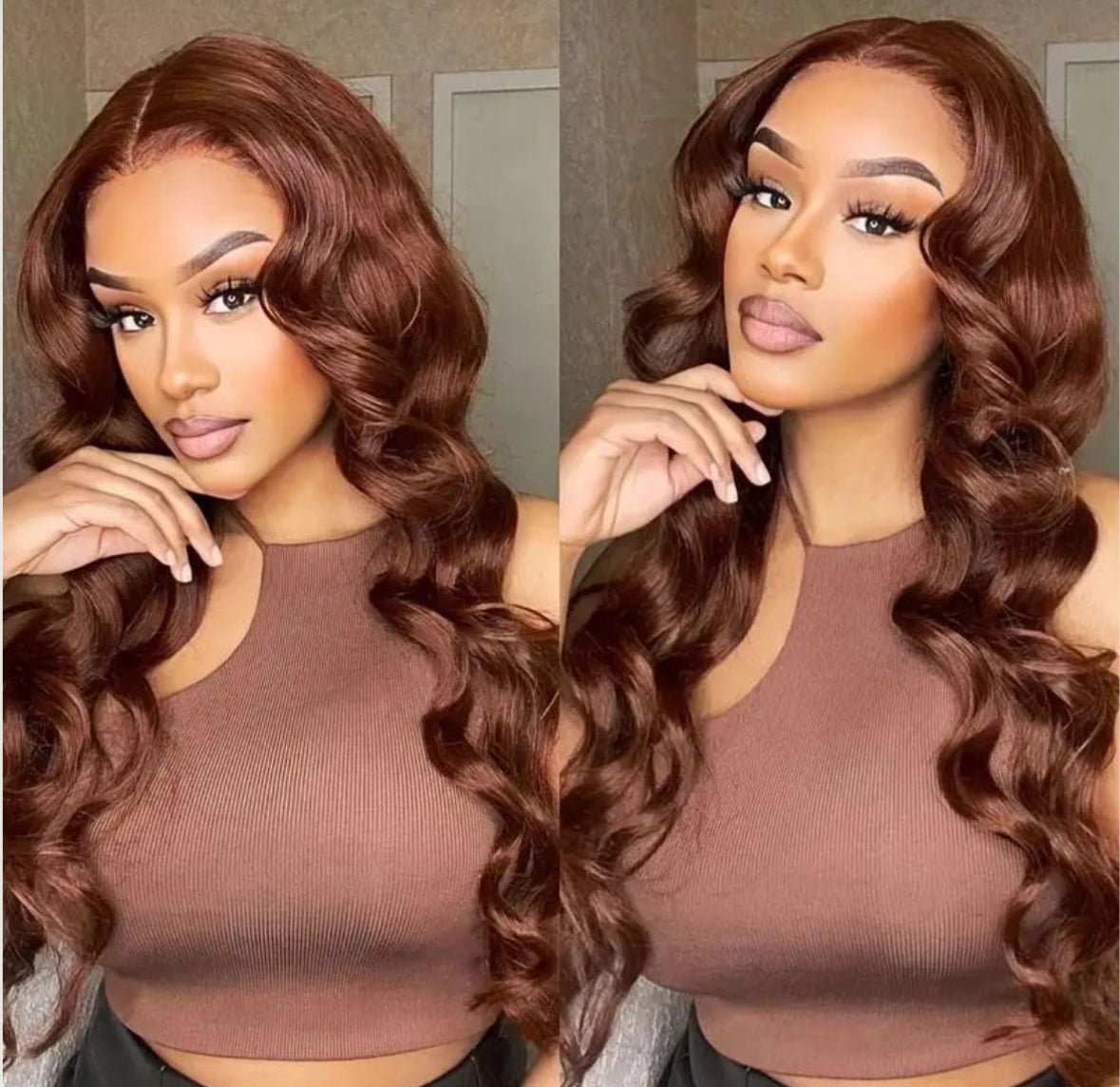 Chocolate Brown Colored Body Wave Human Hair Wig 13x4 HD Lace - wigsAllove HairClassy Closet Beauty & Bundles