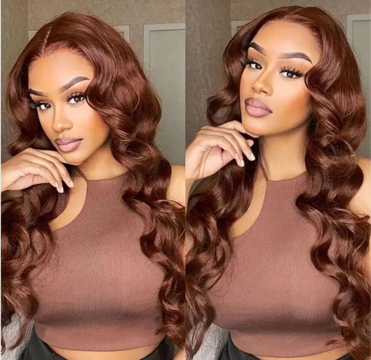 Chocolate Brown Colored Body Wave Human Hair Wig 13x4 HD Lace - wigsAllove HairClassy Closet Beauty & Bundles