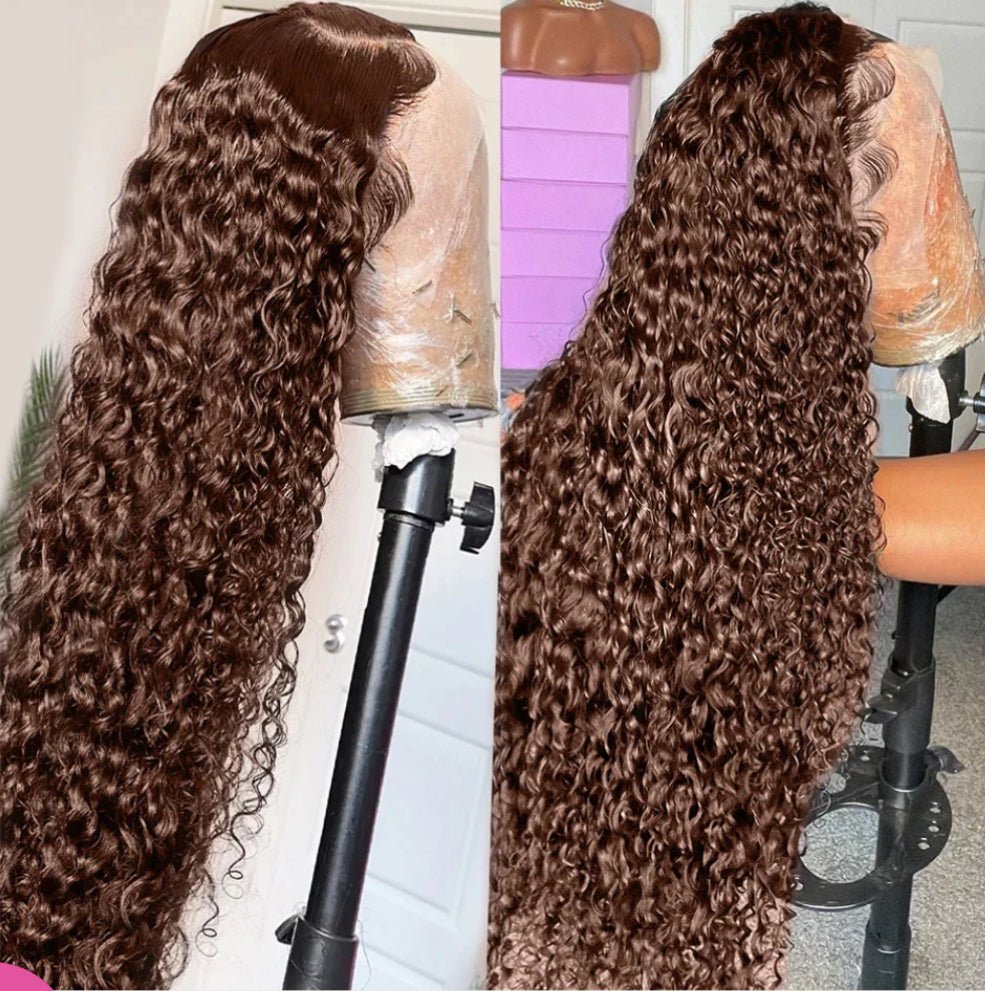 Brown Colored Deep Wave Lace Front Wig 13x4 Transparent Lace Wig - wigsClassy Closet Beauty & BundlesClassy Closet Beauty & Bundles