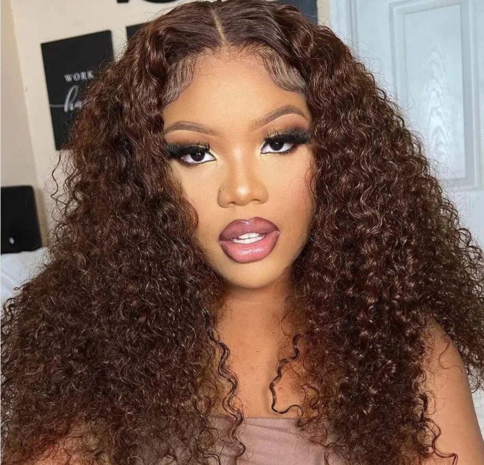 Brown Colored Deep Wave Lace Front Wig 13x4 Transparent Lace Wig - wigsClassy Closet Beauty & BundlesClassy Closet Beauty & Bundles