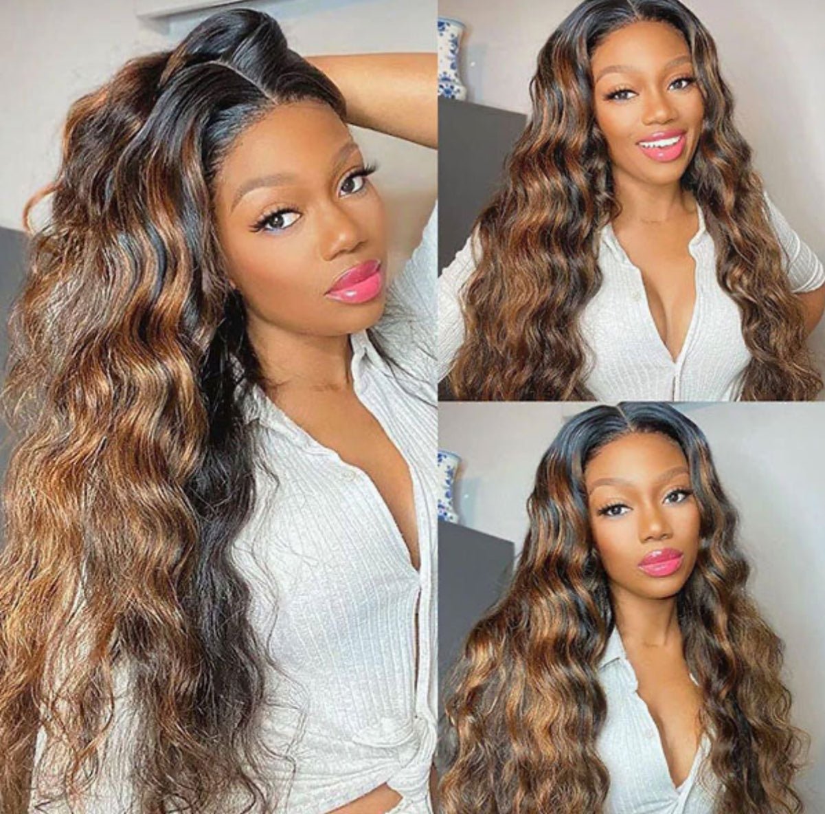 Ombre Hair Invisible 13x4 Lace Front Wig Brazilian Loose Deep Wave Hai - wigsAllove HairClassy Closet Beauty & Bundles