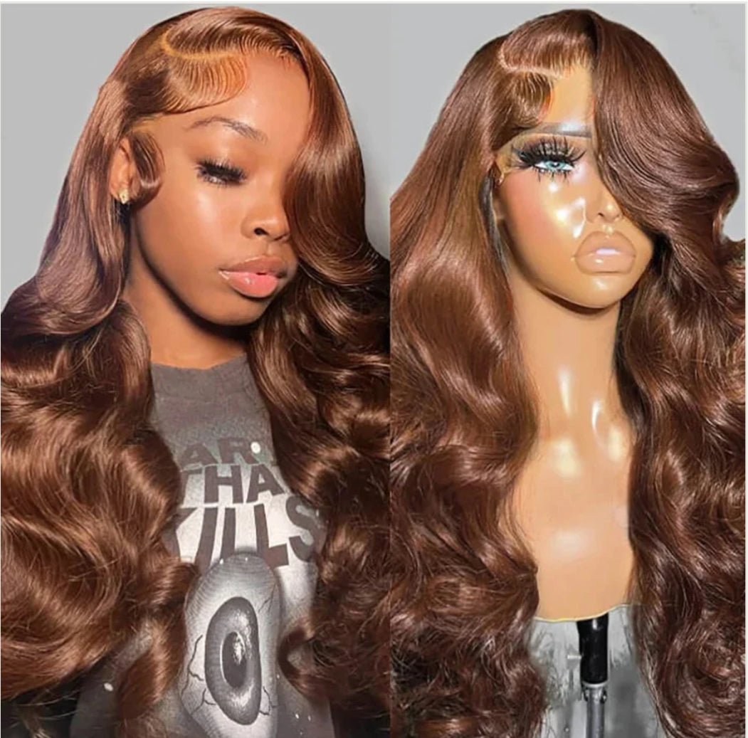 Chocolate Brown Colored Body Wave Human Hair Wig 13x4 HD Lace - wigsAllove HairClassy Closet Beauty & Bundles