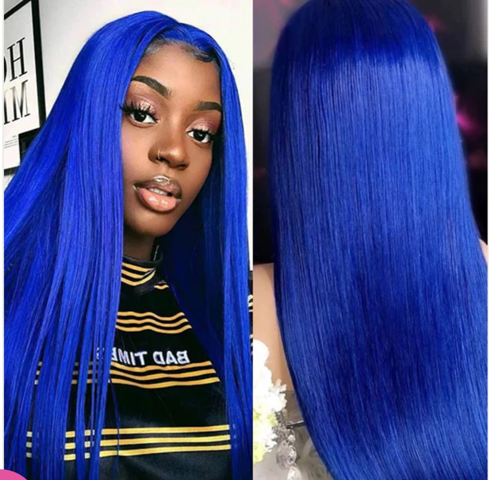 Blue Colored Body Wave Lace Front Pre-Plucked Wig - wigsAlloveClassy Closet Beauty & Bundles