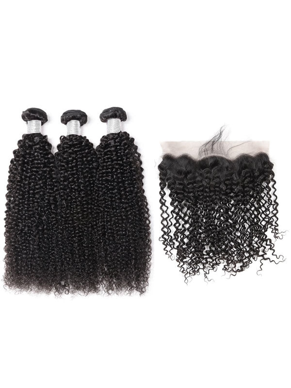 Malaysian Kinky Curly (9A) Bundles + Frontal