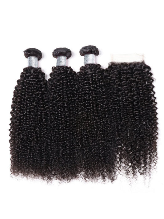 Malaysian Kinky Curly (9A) Bundles+Closure