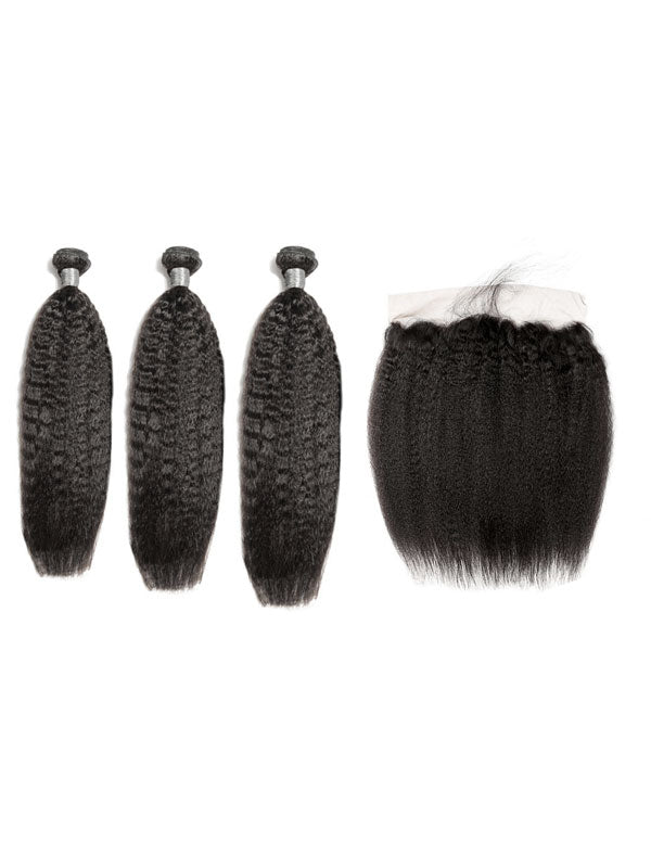 Malaysian Kinky Straight (9A) Bundles + Frontal