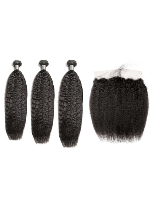 Malaysian Kinky Straight (9A) Bundles + Frontal