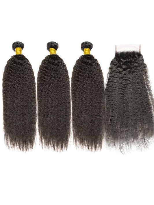 Brazilian Kinky Straight (10A) Bundles + Closure - My StoreClassy Closet Beauty & Bundles