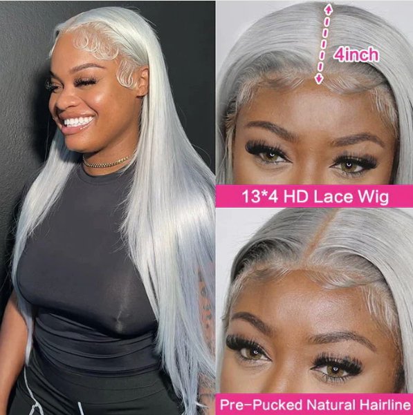 Silver Grey Wear And Go 13 x 4 Straight Hair HD Lace Front Wig - Allove HairClassy Closet Beauty & Bundles