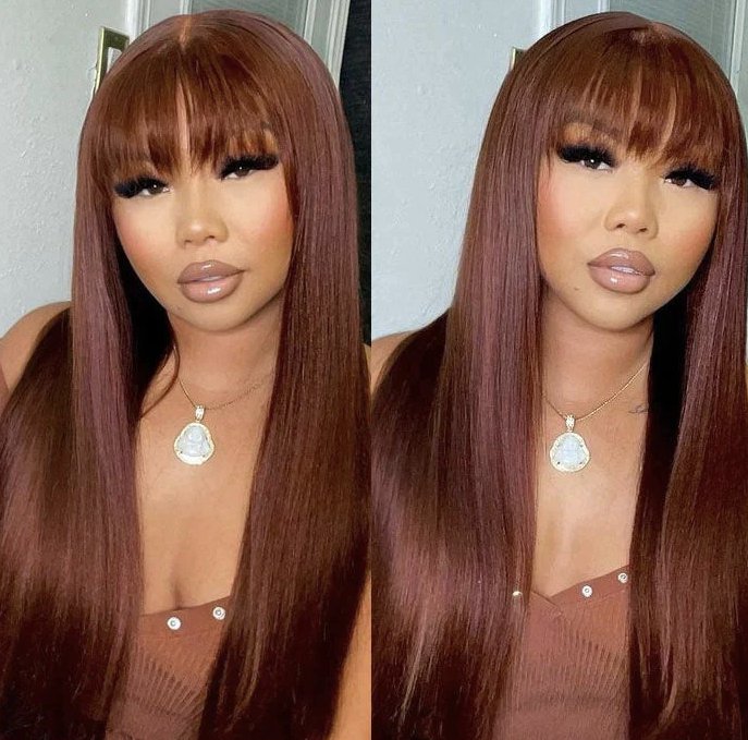 Reddish Brown Straight Wig With Bangs - Allove HairClassy Closet Beauty & Bundles