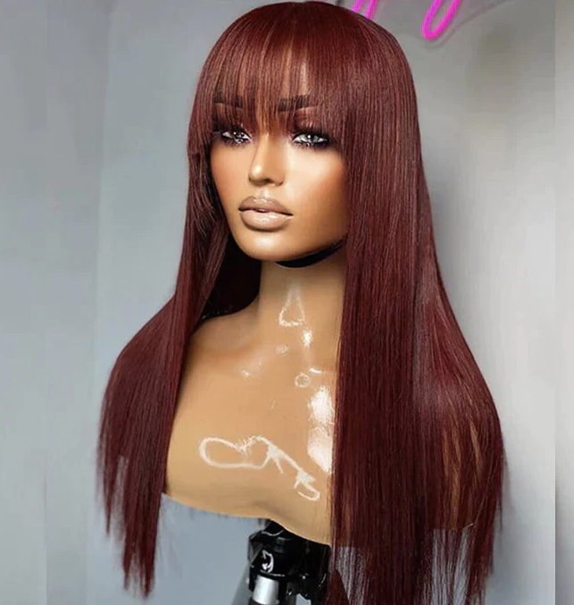 Reddish Brown Straight Wig With Bangs - Allove HairClassy Closet Beauty & Bundles