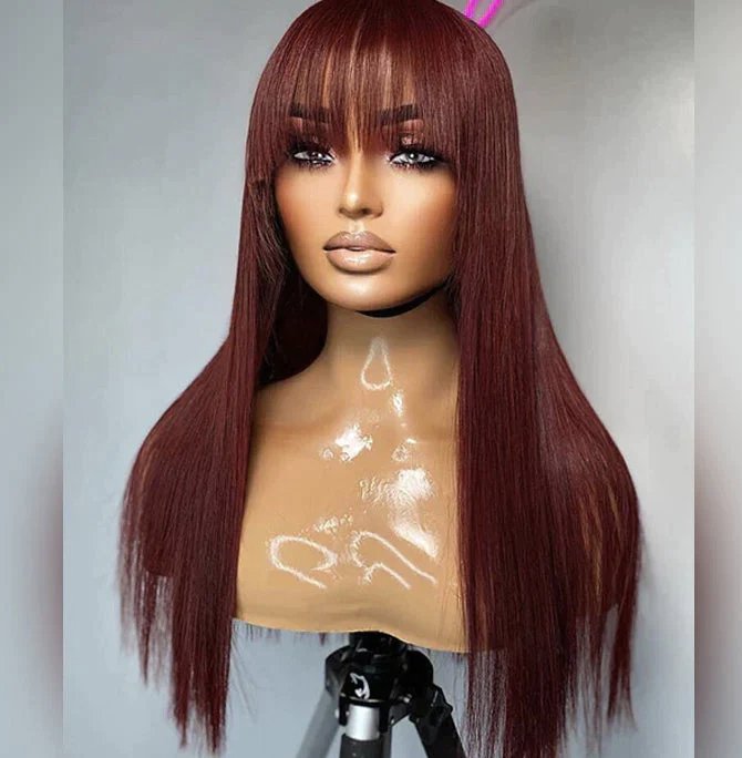 Reddish Brown Straight Wig With Bangs - Allove HairClassy Closet Beauty & Bundles