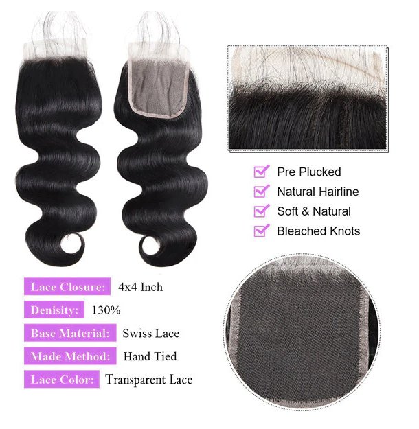 Brazilian Body Wave 4 Bundle With Lace Closure - Allove HairClassy Closet Beauty & Bundles