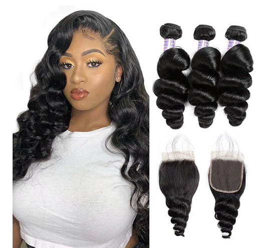 Loose Wave Hair 3 Bundles With HD Lace Closure Human Hair Bundles - Allove HairClassy Closet Beauty & Bundles