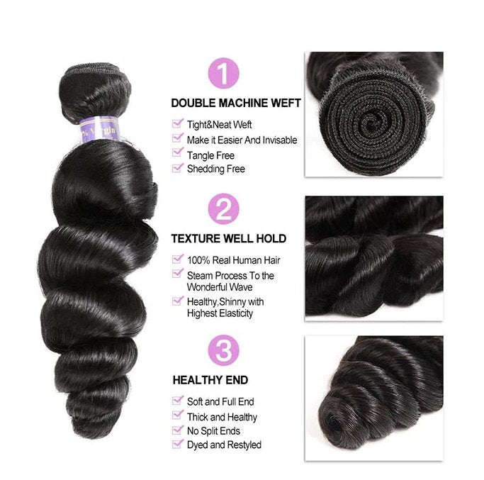 Loose Wave Hair 3 Bundles With HD Lace Closure Human Hair Bundles - Allove HairClassy Closet Beauty & Bundles