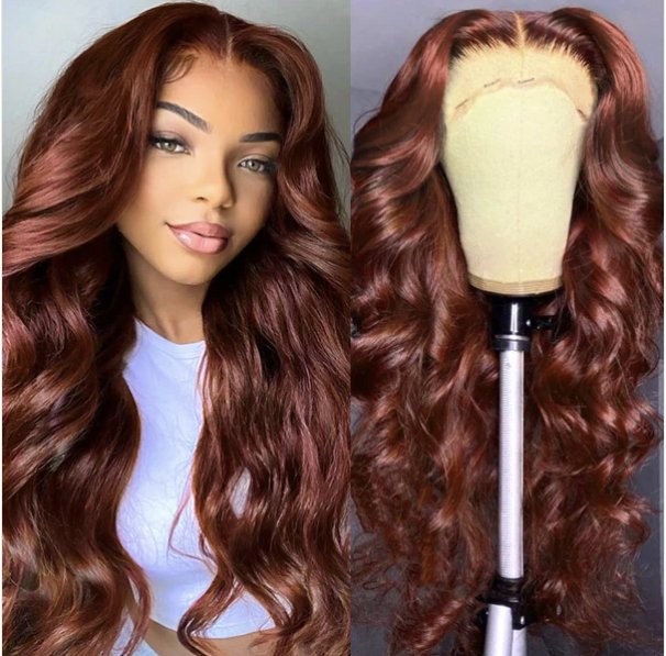 Auburn Brown Barbie Hair Body Wave 13x4 HD Glueless Lace Frontal Human Hair Wig - Classy Closet Beauty & BundlesClassy Closet Beauty & Bundles