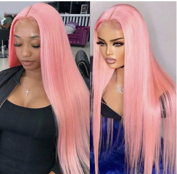 Pink Colored 13x4 HD Lace Front Bone Straight Pre-plucked Wigs - wigsAllove HairClassy Closet Beauty & Bundles