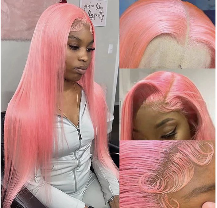 Pink Colored 13x4 HD Lace Front Bone Straight Pre-plucked Wigs - wigsAllove HairClassy Closet Beauty & Bundles