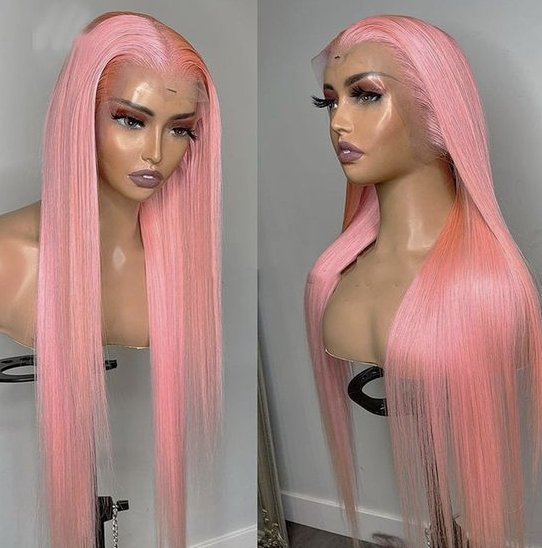 Pink Colored 13x4 HD Lace Front Bone Straight Pre-plucked Wigs - wigsAllove HairClassy Closet Beauty & Bundles