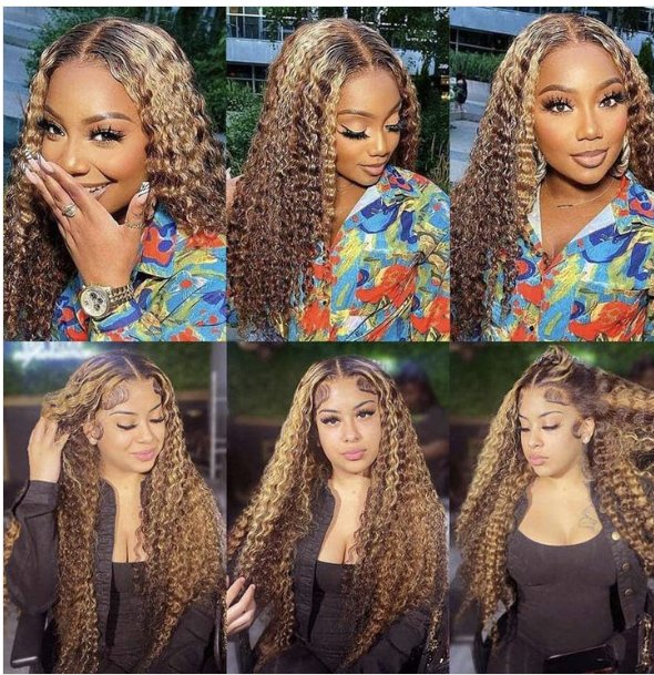 Pre Plucked Wear and Go Honey Blonde Ombre Hair Deep Curly 4*4 HD Glueless Lace Front - wigsAllove HairClassy Closet Beauty & Bundles