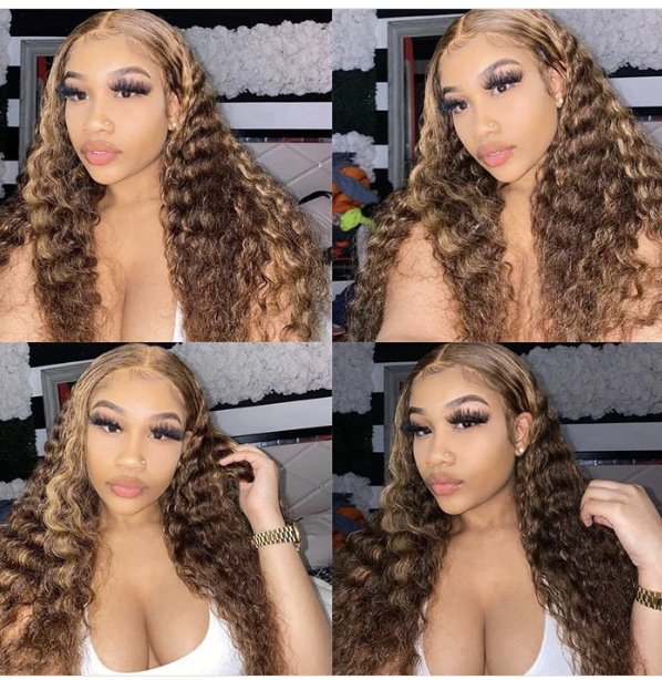 Pre Plucked Wear and Go Honey Blonde Ombre Hair Deep Curly 4*4 HD Glueless Lace Front - wigsAllove HairClassy Closet Beauty & Bundles