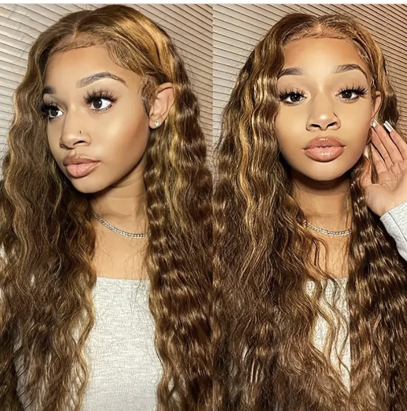 Honey Blonde Ombre Color Deep Wave Hair 13×4 HD Lace Front Human Hair Wig - wigsAllove HairClassy Closet Beauty & Bundles